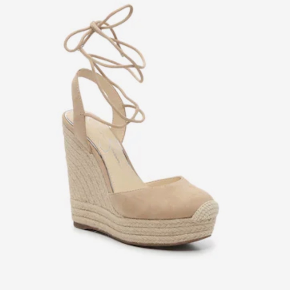 Jessica Simpson Beige Espadrille Platform Lace-Up Zilkio Sandal